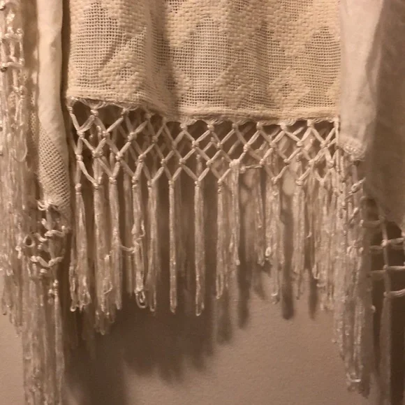 Anthropologie boho fringed kaftan top/ coverup, lightly worn, sz xs - Picture 2 of 8